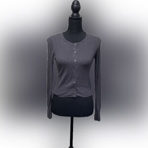 H&M Gray Fitted Button Down Cardigan